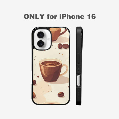 iPhone 16 Case — Coffee Cup And Bean Pattern Seamless, Personalized Phone Case