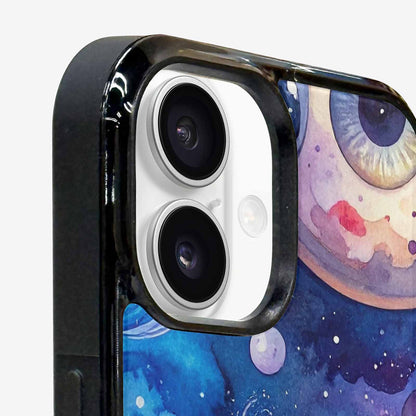 iPhone 16 Case — Cartoon Eyeballs Galaxy, Unique Phone Case Design