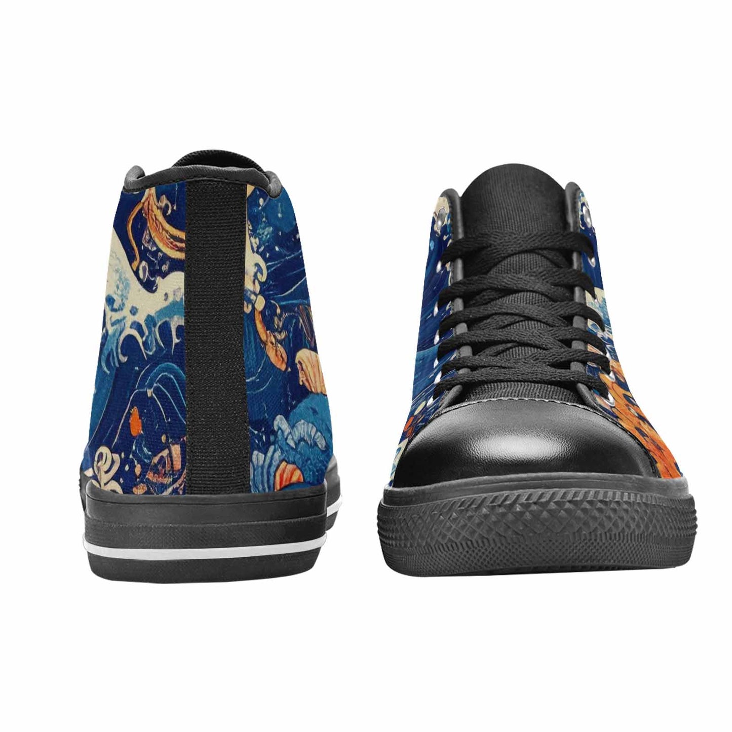 WOMEN'S Ocean Wave High Top Canvas Cottagecore Custom Shoes