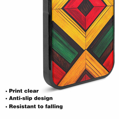 iPhone 15 Case — African Kente Cloth Inspired Pattern Geometric, Custom Phone Case