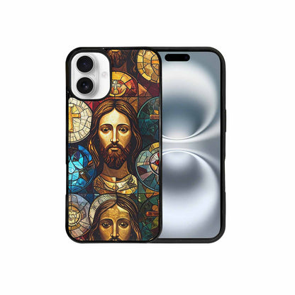 iPhone 16 Plus Case — Jesus Face Small Cross And Faith, Custom Print Case Cover