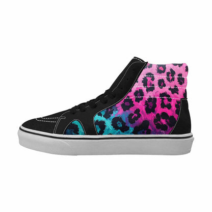 MEN'S Leopard Neon Pink Teal Airbrush High Top Canvas Cottagecore Shoes