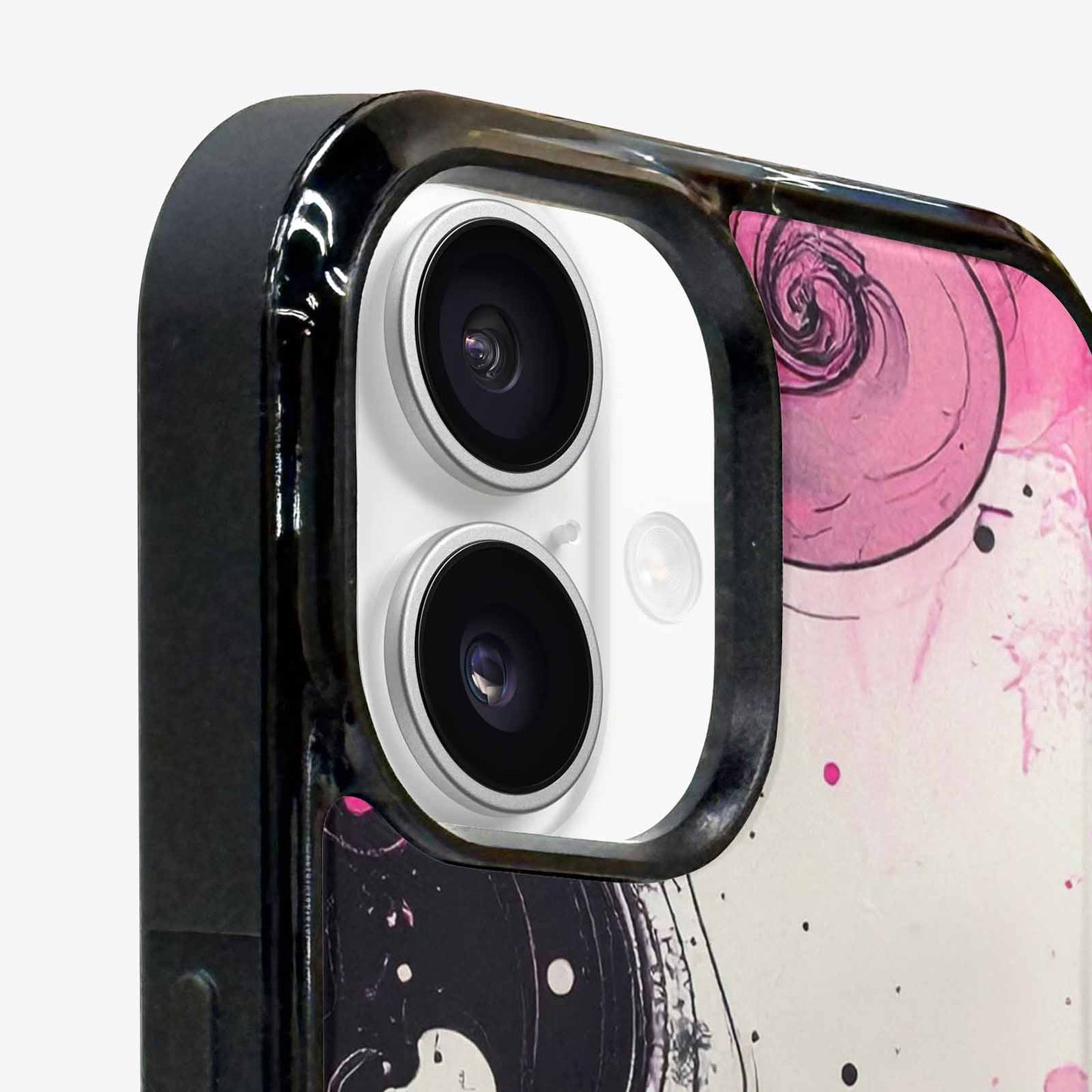 iPhone 16 Case — Van Gogh Swirl Black Pink Ink, Customized Protective Case
