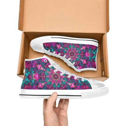 MEN'S Feminine Jeweled Skull High Top Canvas Dreamcore Custom Shoes