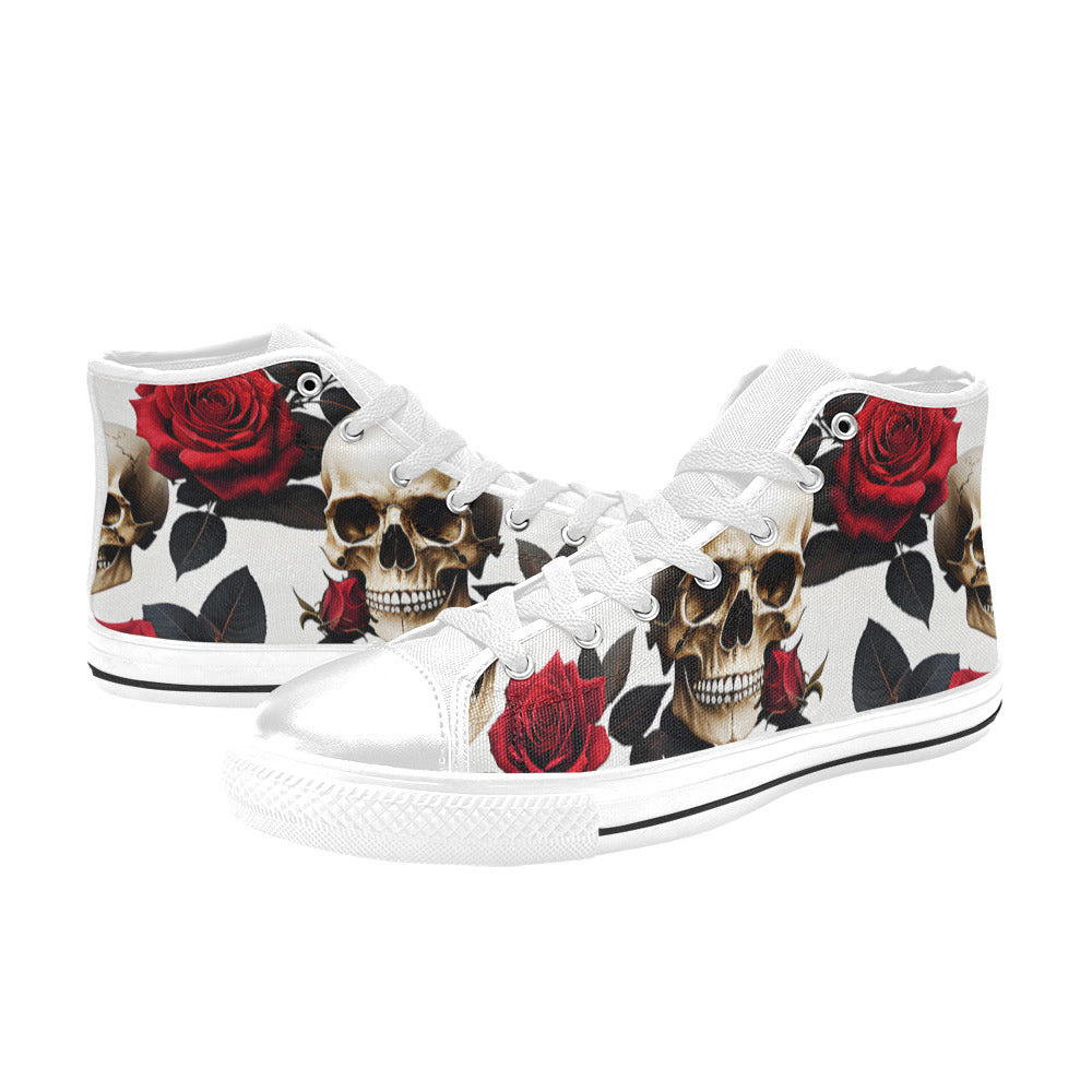 MEN'S Skulls Roses Deluxe Men’S High Top Canvas Cottagecore Custom Shoes