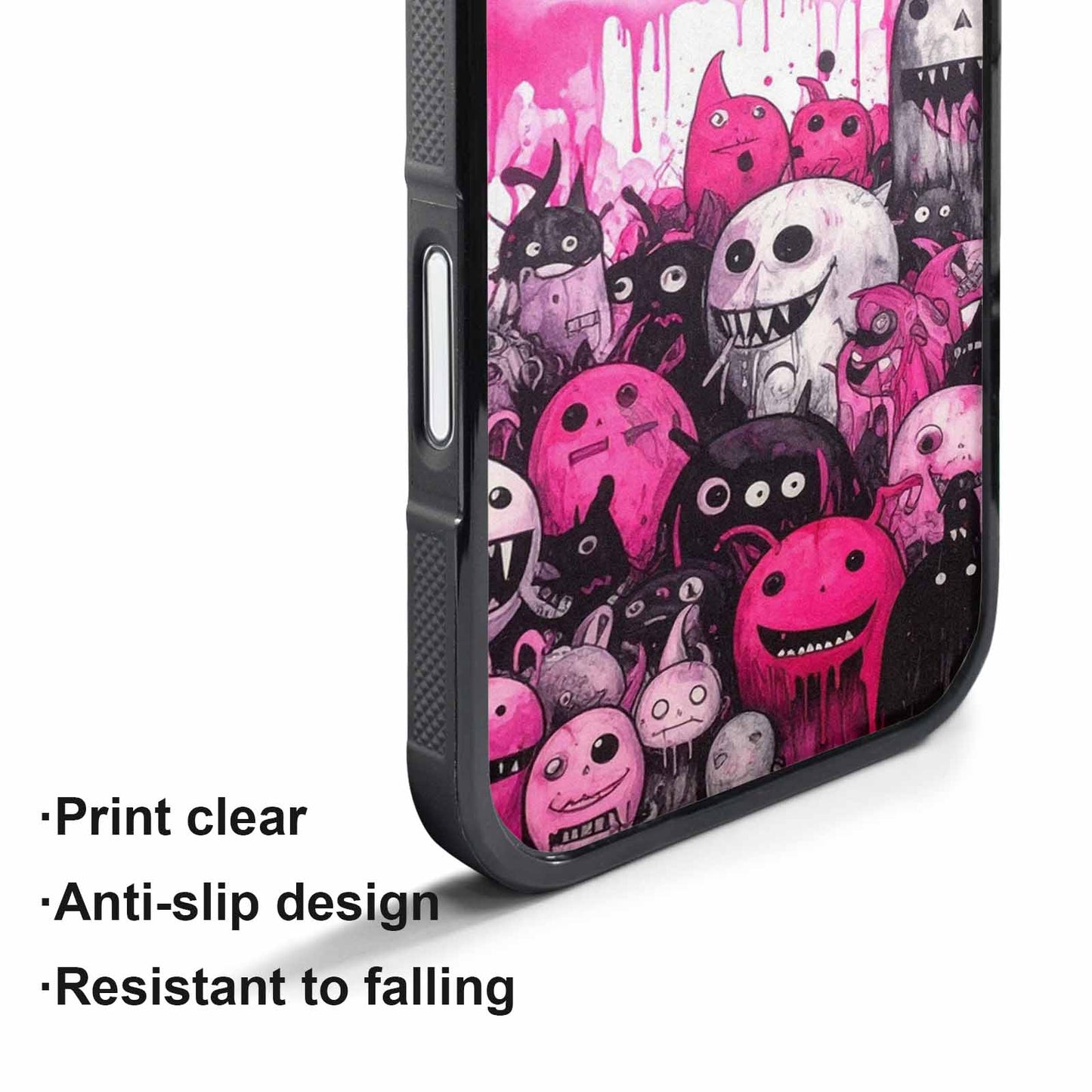 iPhone 17 Pro Max Case — Black &amp; Pink Ink Cartoon Cute, Customized Protective Case