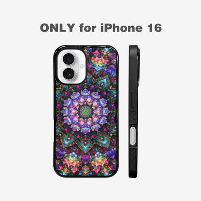 iPhone 16 Case — Crystal Mandala Art Seamless Pattern Vibrant, Personalized Phone Case