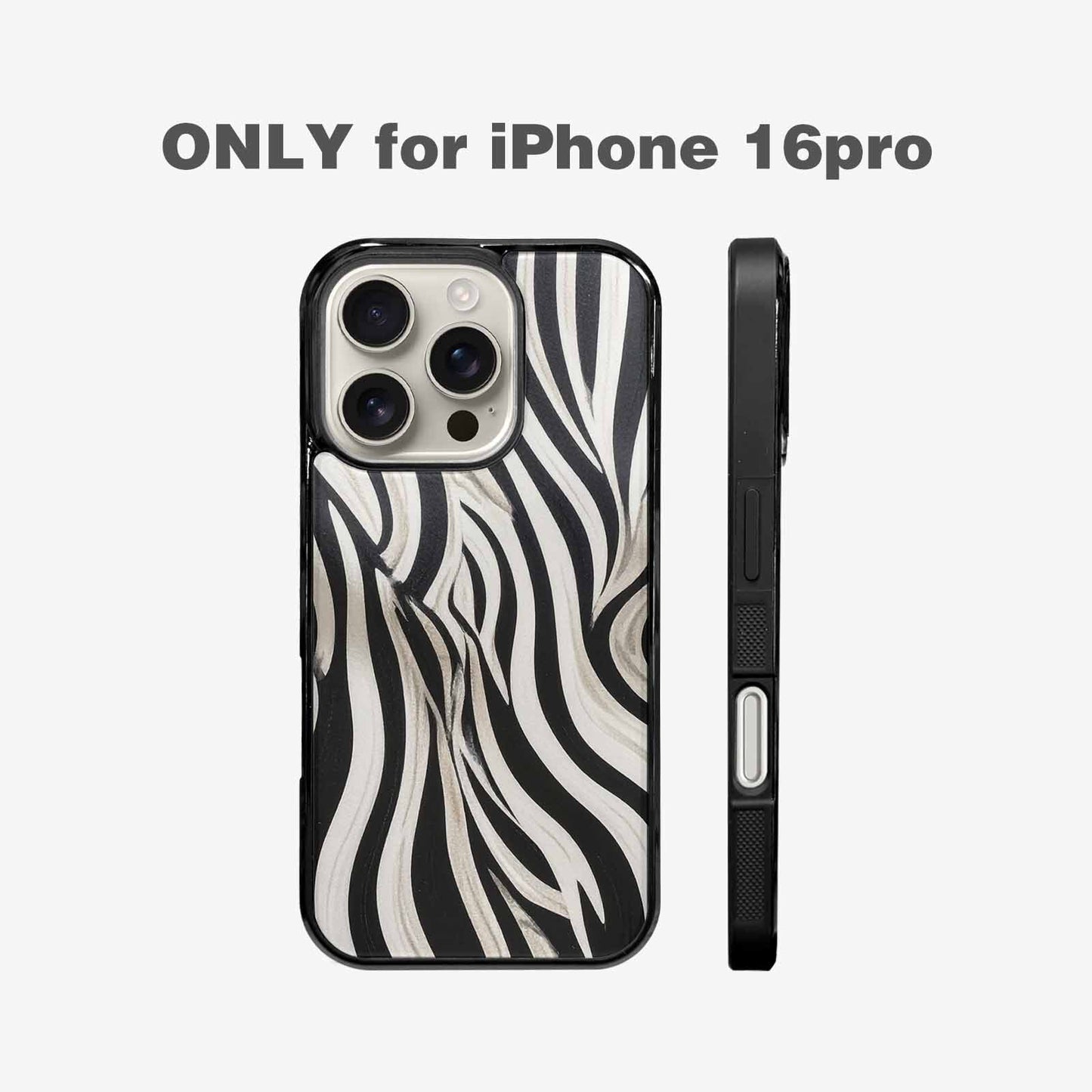 iPhone 16 Pro Case — Modern Zebra Stripe Print Crisp Black, Custom Art Phone Cover