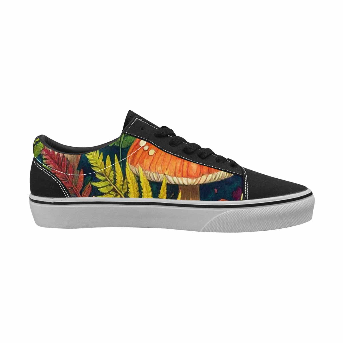 WOMEN'S Mushrooms  Botanical Mushrooms Lace-Up Canvas Vibrant Chaos Sneakers