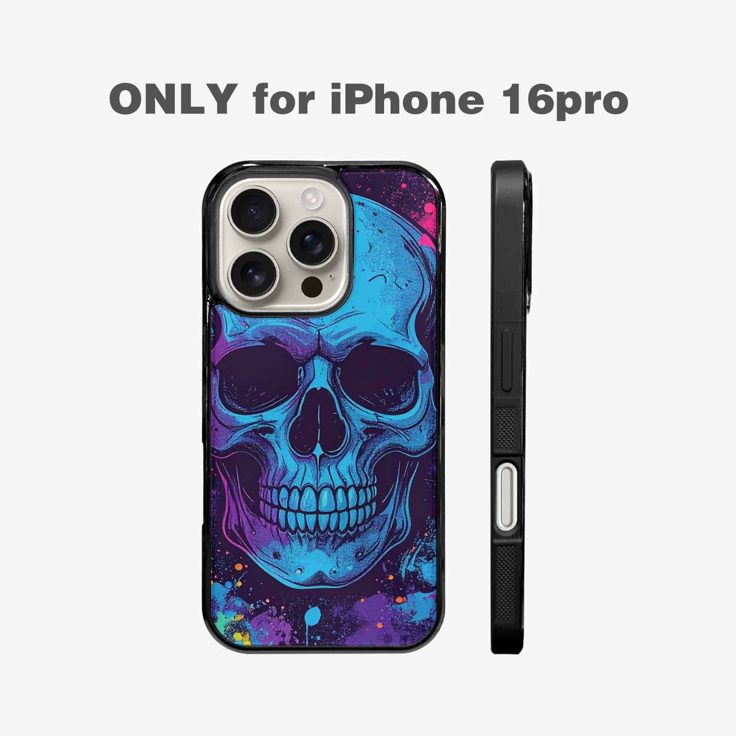 iPhone 16 Pro Case — Skulls Splatter Comic, Unique Phone Case Design