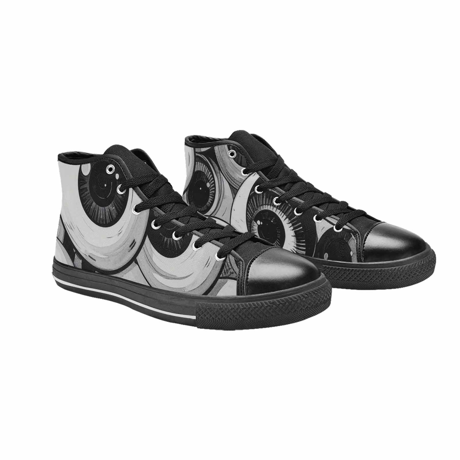WOMEN'S Googly Cartoon Eyeballs High Top Canvas Vibrant Chaos Custom Shoes