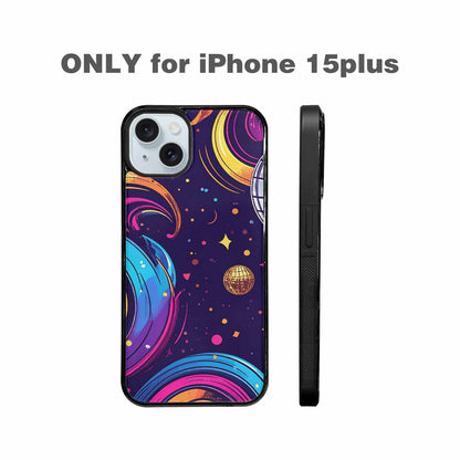 iPhone 15 Plus Case — 1970s Disco Cartoon Art Pattern, Custom Art Phone Cover