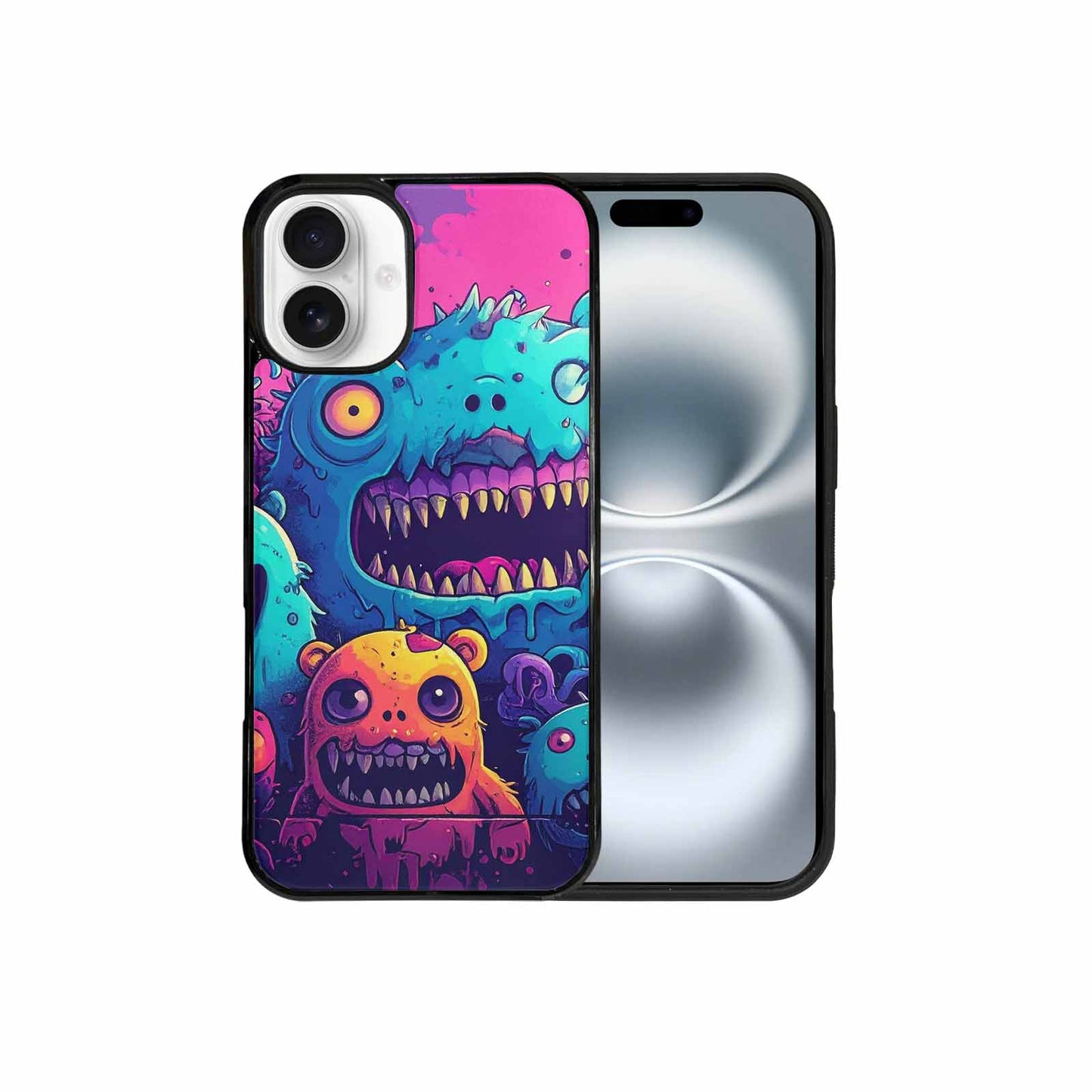iPhone 16 Plus Case — Overlapping Endlessly No Empty Space Monsters, Customized Protective Case