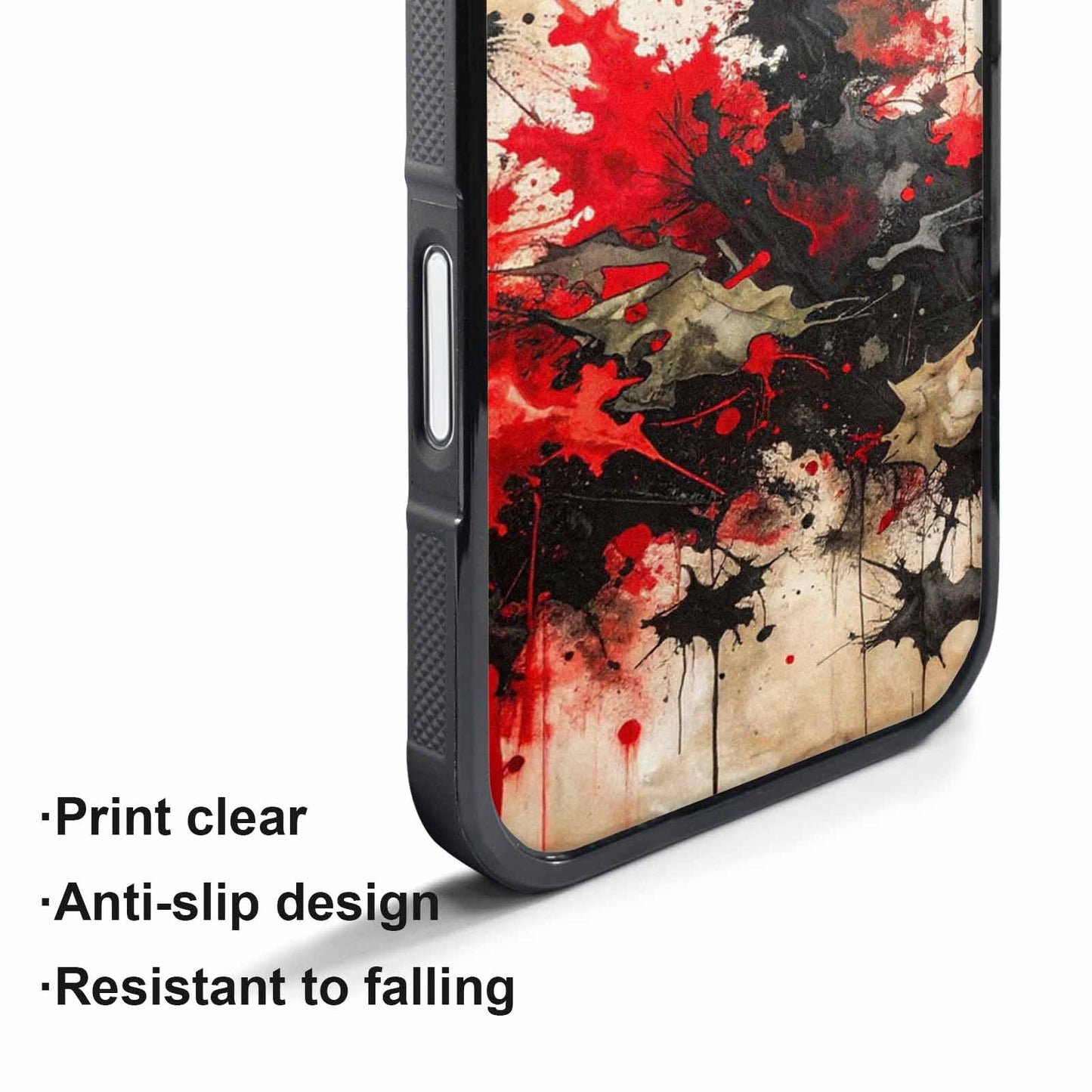 iPhone 17 Air Case — Black Red Ink Camo Patches Camo, Custom Print Case Cover