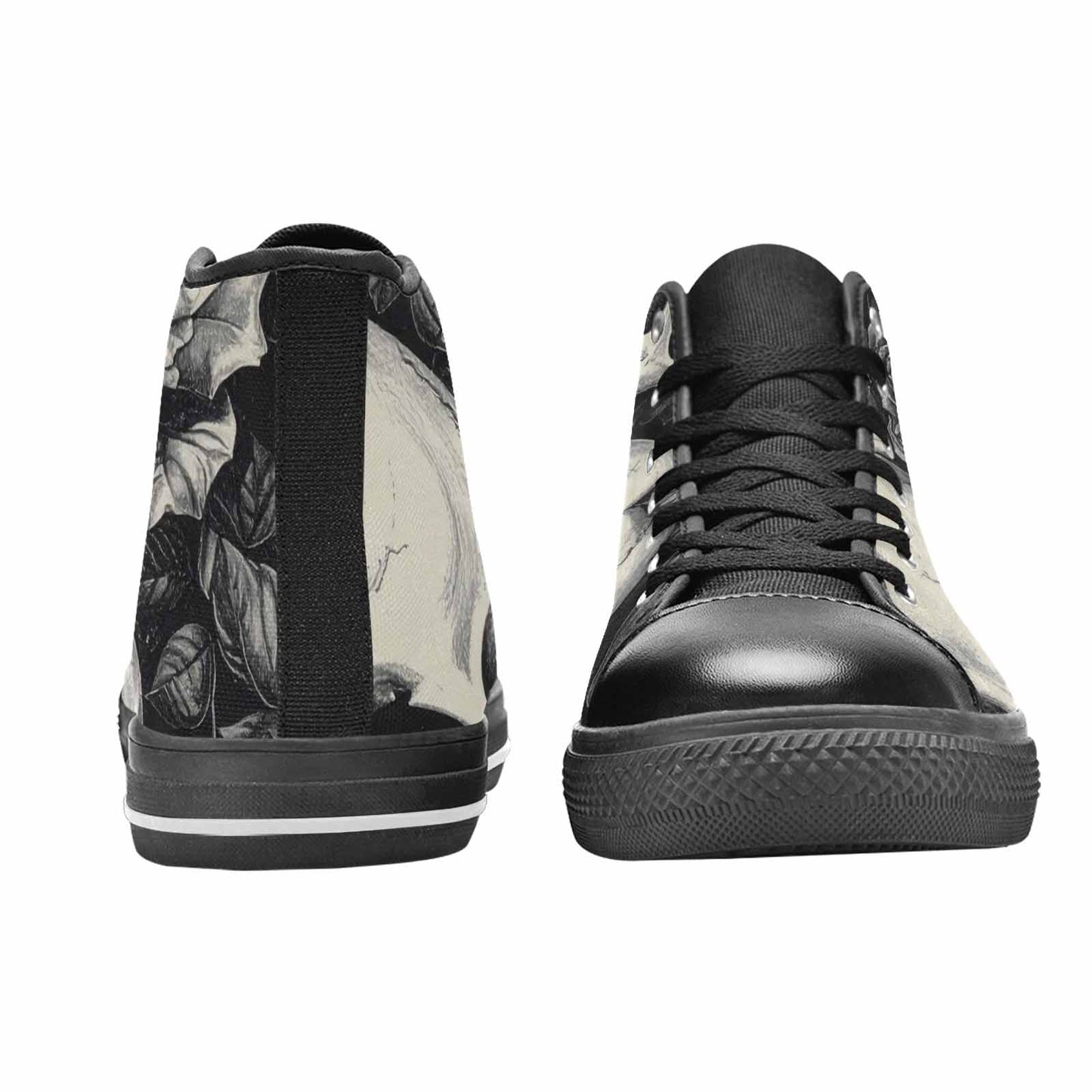 MEN'S Skulls Roses Pen Ink High Top Canvas Surreal Shoes