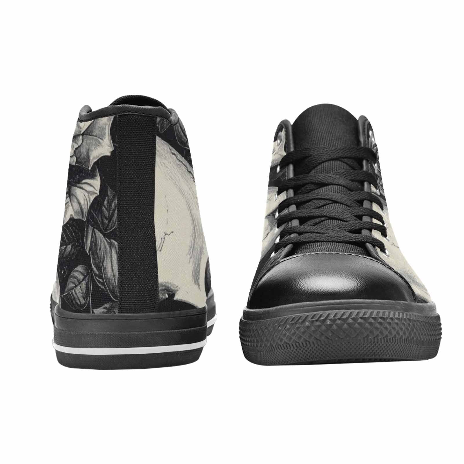 MEN'S Skulls Roses Pen Ink High Top Canvas Surreal Shoes