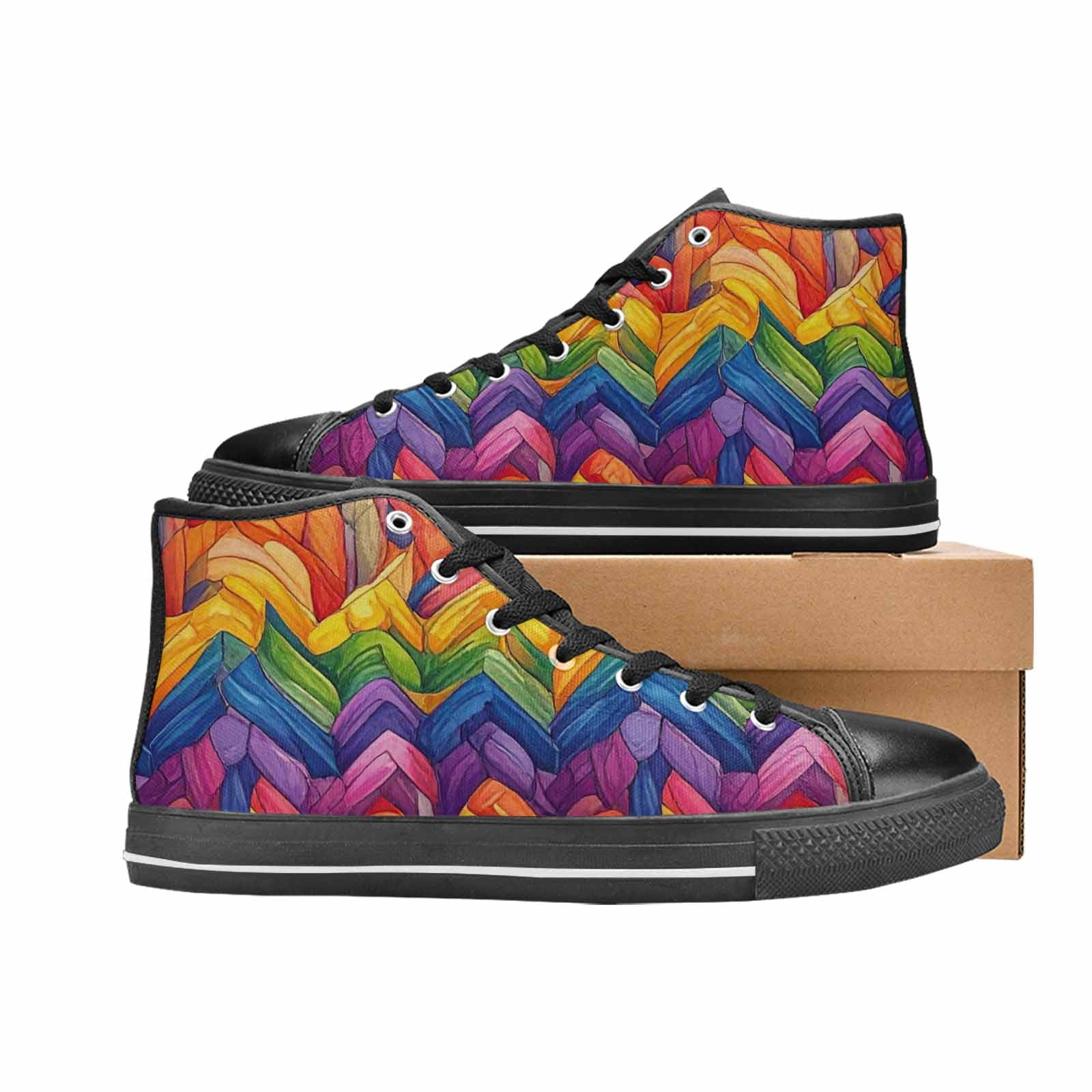 MEN'S Transgender Flag Color High Top Canvas Cottagecore Sneakers