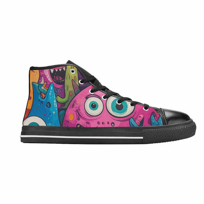 MEN'S Goofy Cartoon Monster High Top Canvas Neon Fantasy Custom Shoes