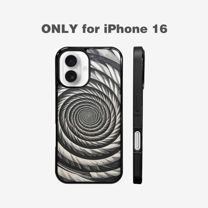 iPhone 16 Case — Hypnotic Spiral Optical Illusion Motif High, Custom Designed Case Cover
