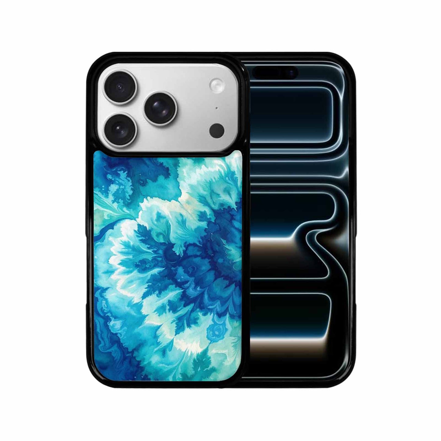 iPhone 17 Pro Case — Tie Dye Ocean Blues Blended Tie, Custom Phone Case