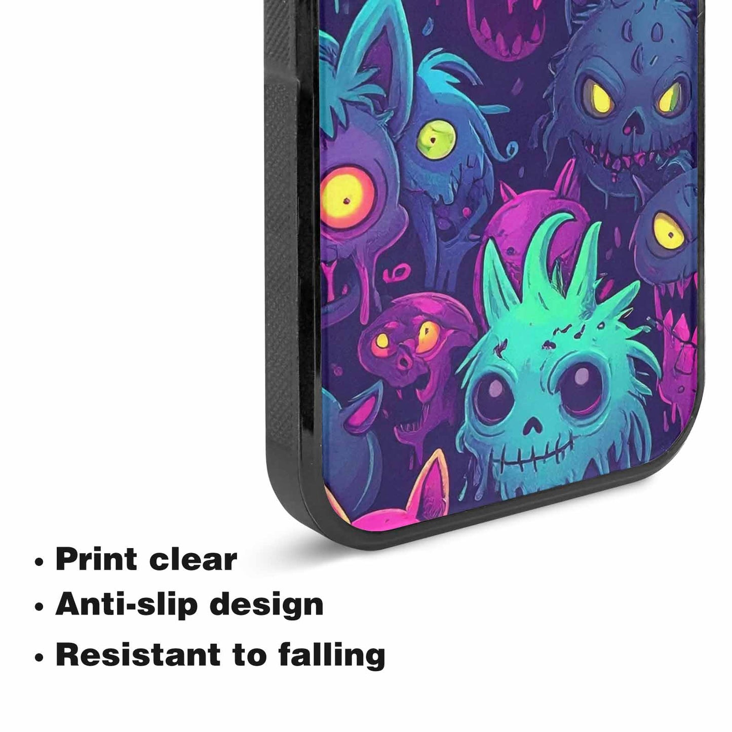 iPhone 15 Plus Case — Mixed Toxic Glow Creature Pattern Hundreds, Custom Designed Case Cover