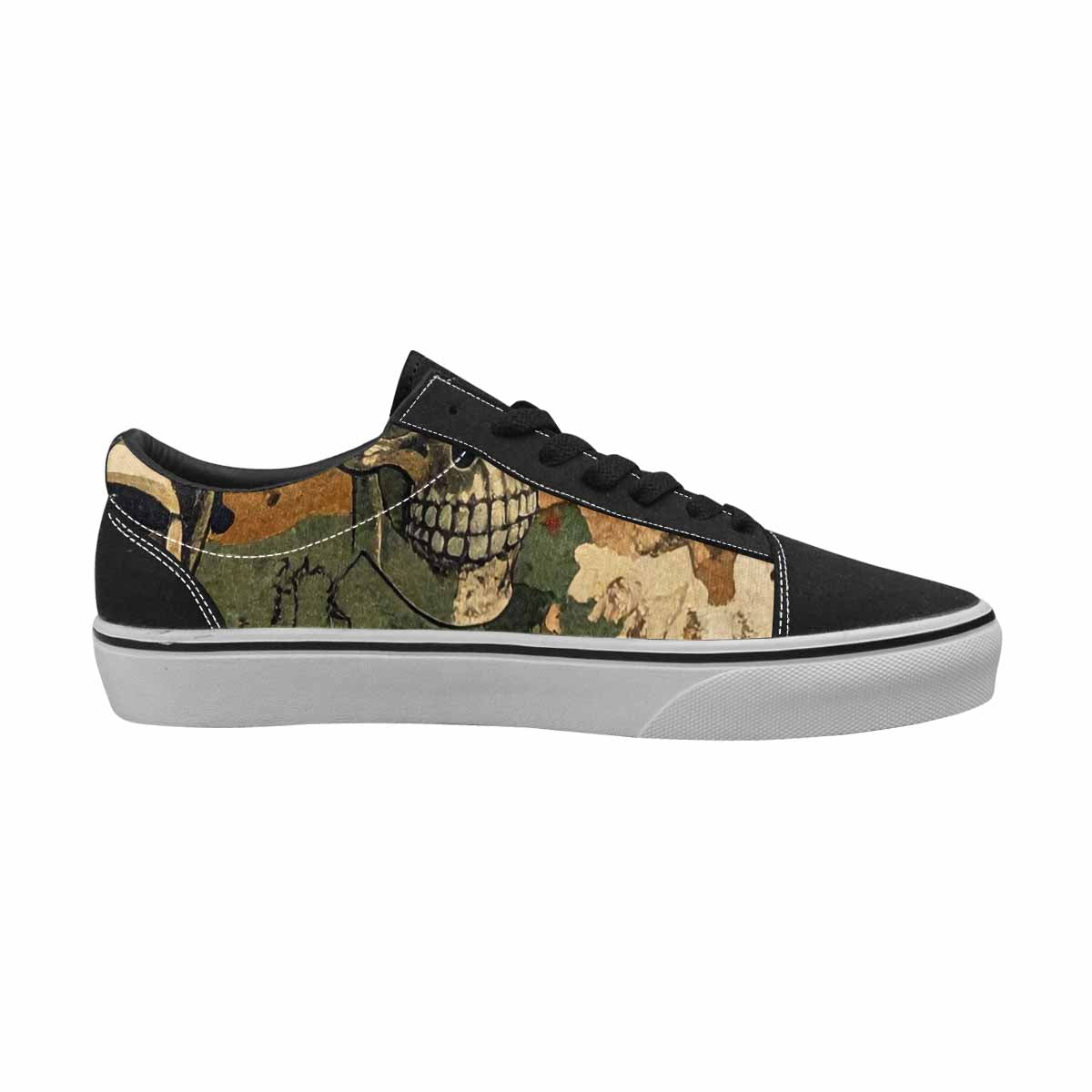 WOMEN'S Military Camo Skull Canvas Lace-Up Dreamcore Custom Sneakers