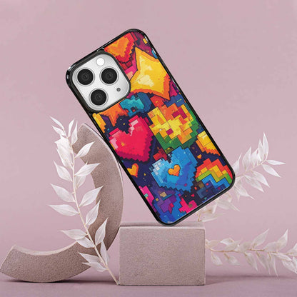 iPhone 15 Pro Max Case — Pixel Art 8 Bit Burst Pattern, Custom Art Phone Cover