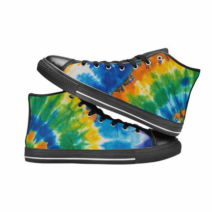 WOMEN'S Tie Dye Color Twist High Top Canvas Cottagecore Custom Sneakers