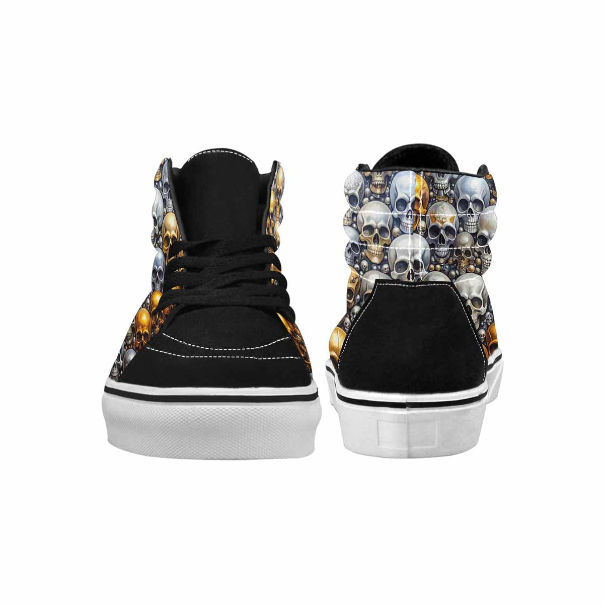 MEN'S Skulls - Metallic-Chrome- High Top Canvas Surreal Custom Sneakers