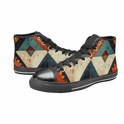WOMEN'S Southwestern Geometric Diamond High Top Canvas Surreal Custom Sneakers