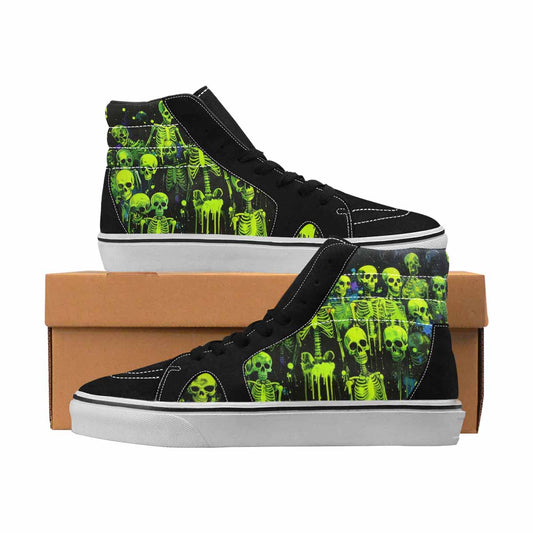 MEN'S Skulls Neon Green Glow High Top Canvas Custom Fashion Aesthetic Custom Print Sneakers