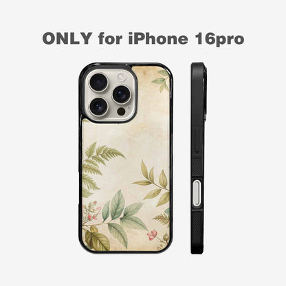 iPhone 16 Pro Case — Vintage Botanical Art Pattern, Custom Art Phone Cover