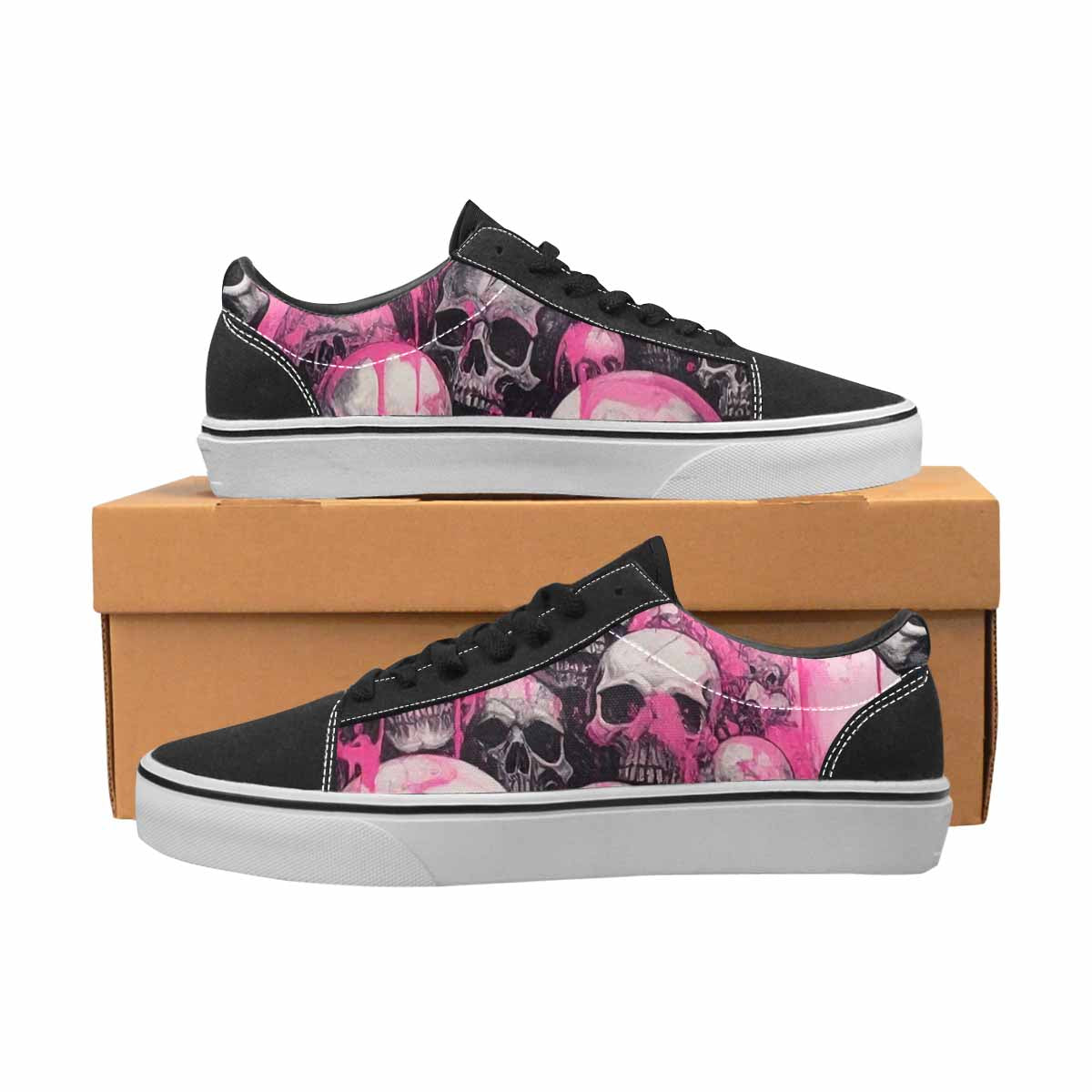WOMEN'S Skulls (general) Lace-Up Canvas Kaleidoscope Custom Sneakers