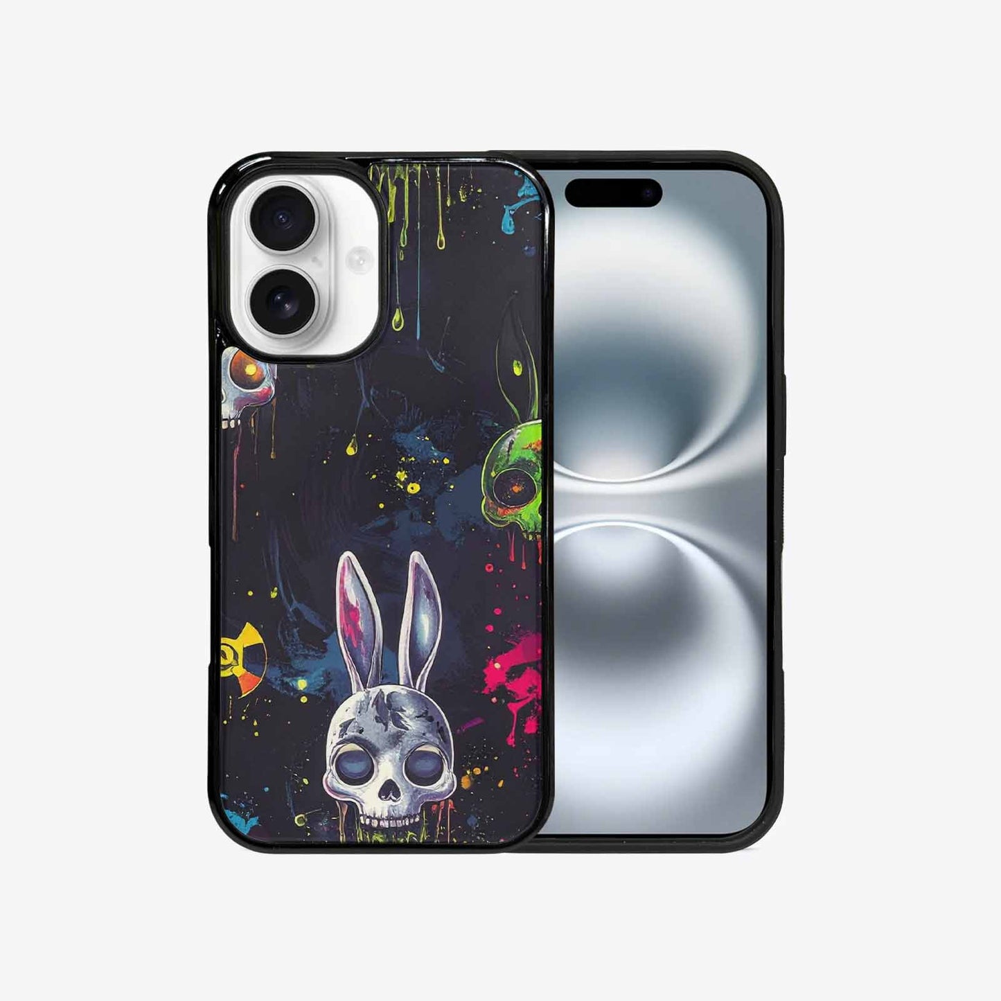 iPhone 16 Case — Radioactive Ghost Bunny Skull Small Radioactive, Unique Phone Case Design