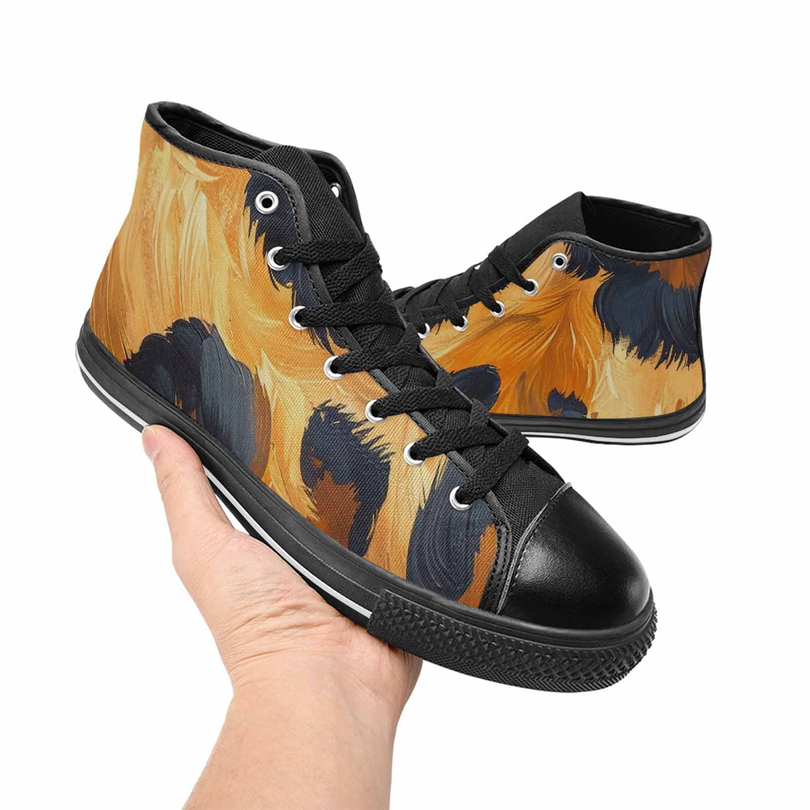 MEN'S Leopard Soft Airbrush Gradient High Top Canvas Wallpaper Art Shoes