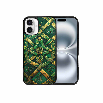 iPhone 16 Plus Case — Irish Celtic Knot Pattern Shamrocks Seamless, Original Design Phone Case