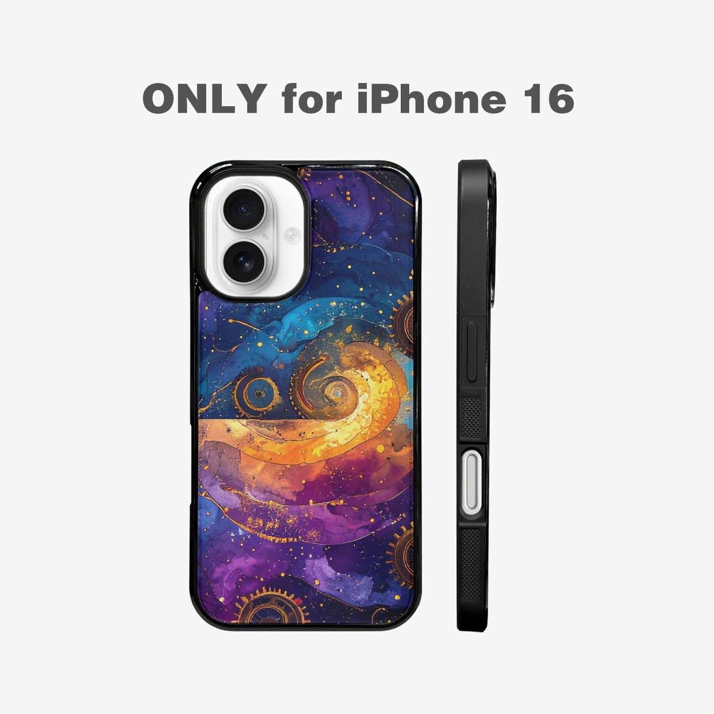 iPhone 16 Case — Steampunk Galaxy Art Seamless Pattern Vibrant, Custom Print Case Cover