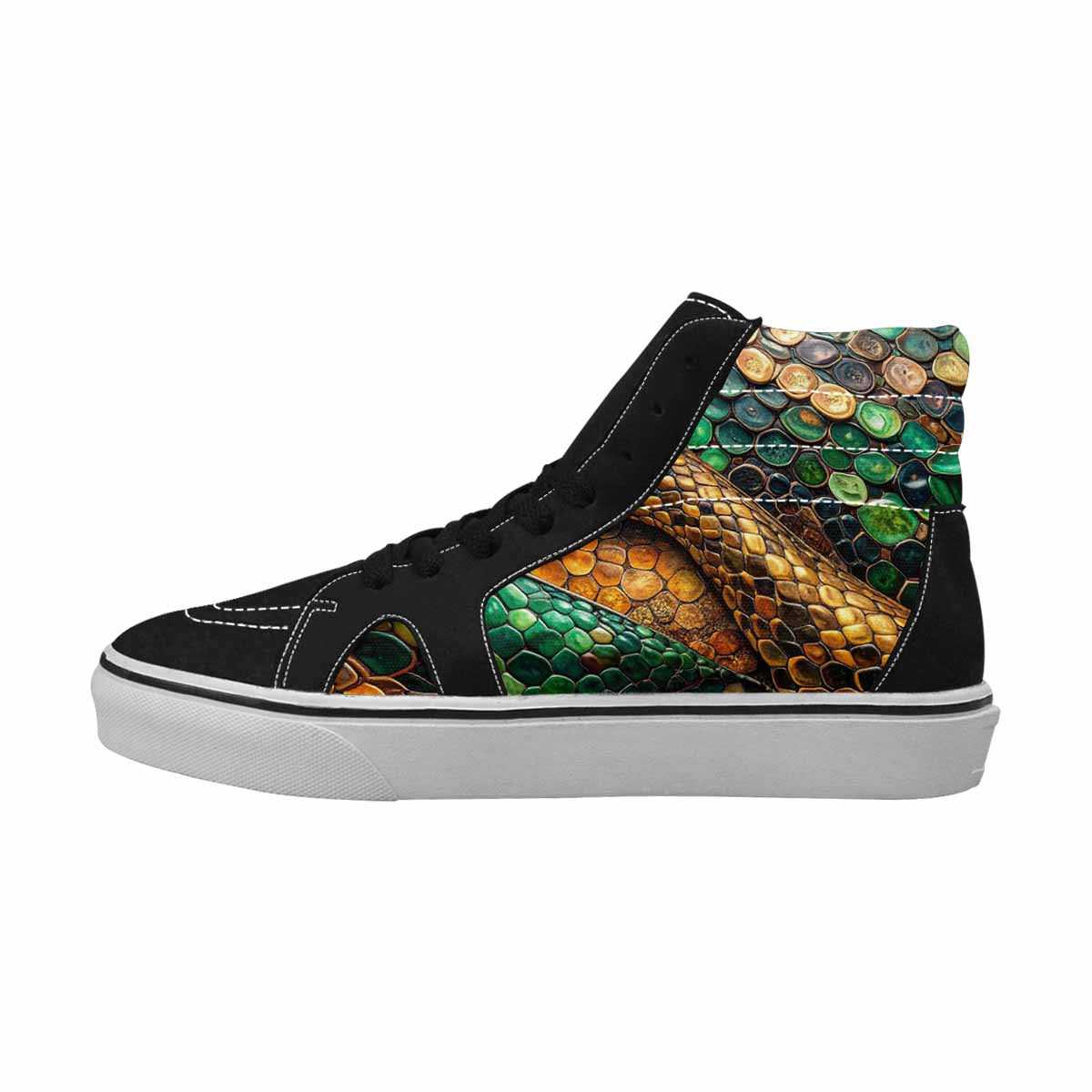 WOMEN'S Snake Skin Reptile High Top Canvas Wallpaper Art Sneakers