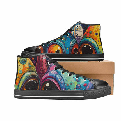 MEN'S Cartoon Alien Characters High Top Canvas Vibrant Chaos Custom Shoes