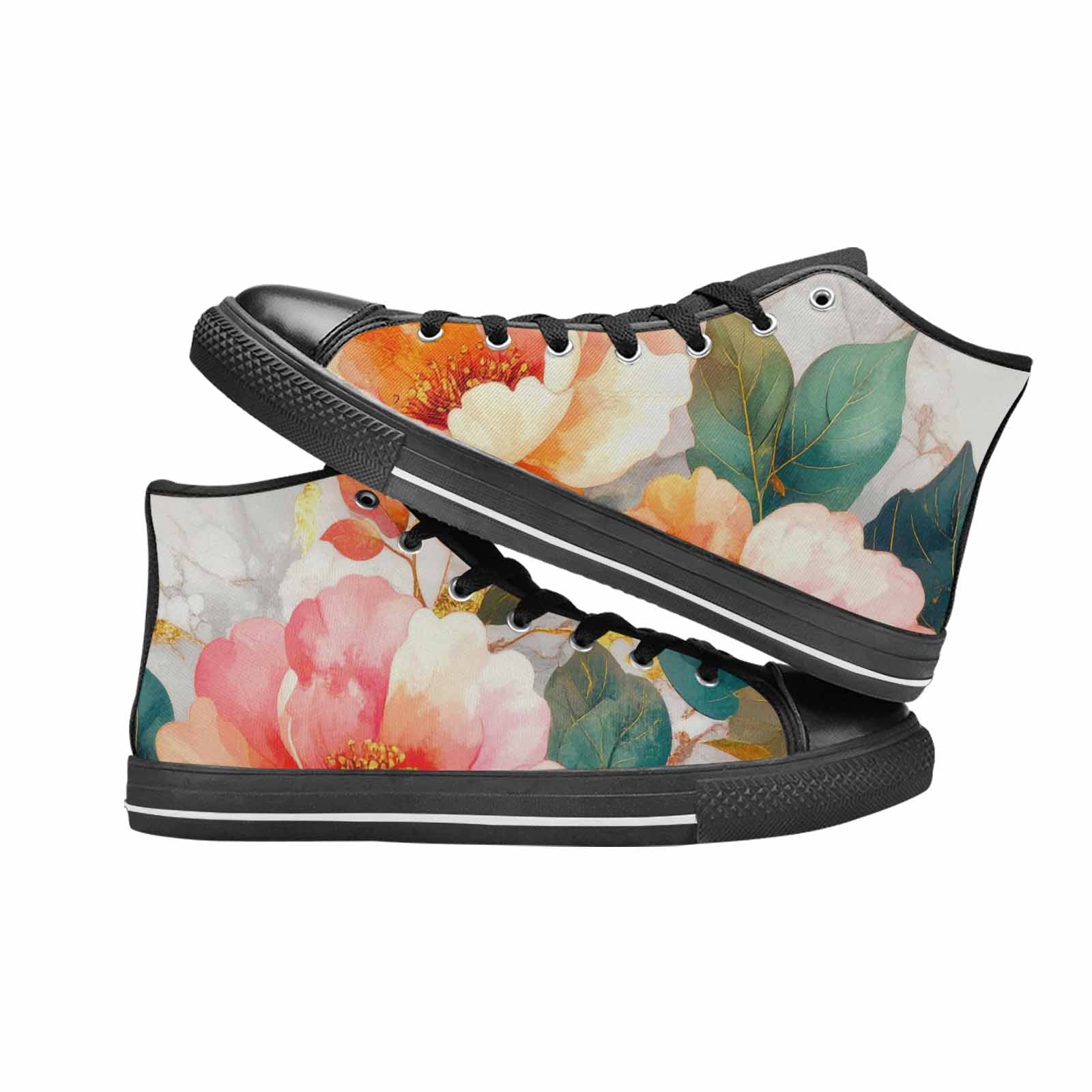 MEN'S Marble Floral High Top Canvas Y2K Custom Sneakers
