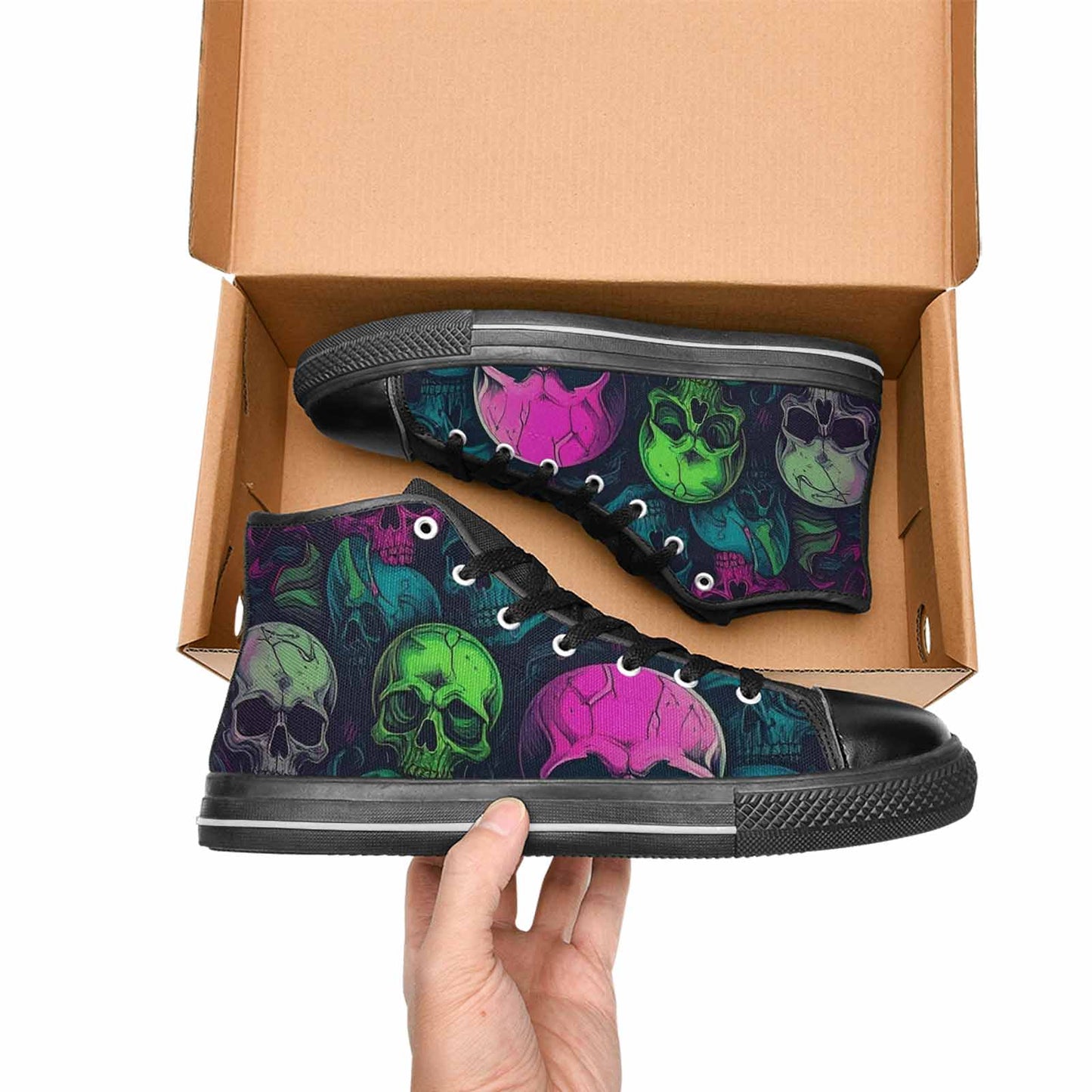 MEN'S Skulls - Neon High Top Canvas Y2K Custom Sneakers