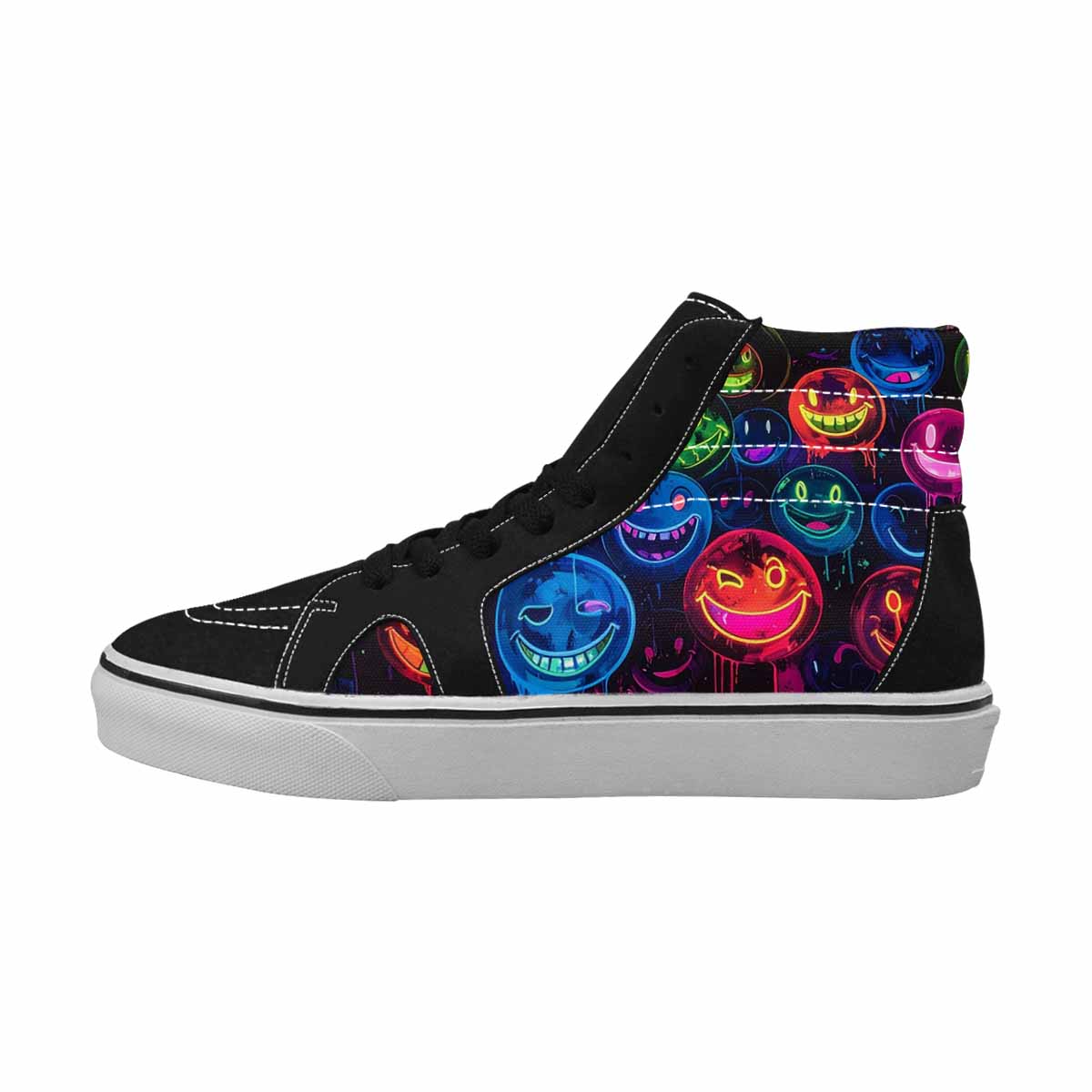 MEN'S Smiley Faces × Glow High Top Canvas Dreamlike Custom Shoes