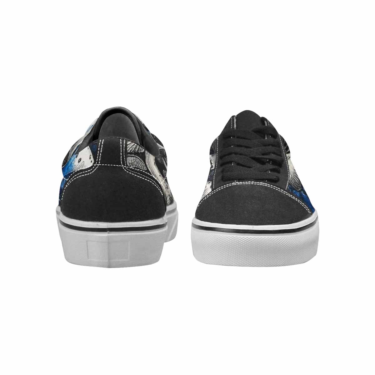 MEN'S Mushrooms Black & Blue Ink Canvas Made To Order Kaleidoscope Handmade Custom Shoes