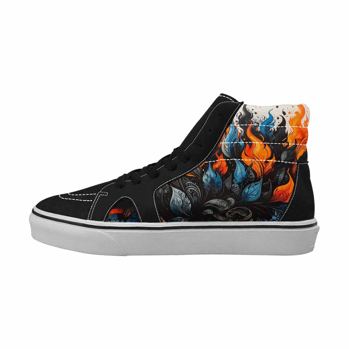 MEN'S Flame Burst High Top Canvas Wallpaper Art Custom Sneakers