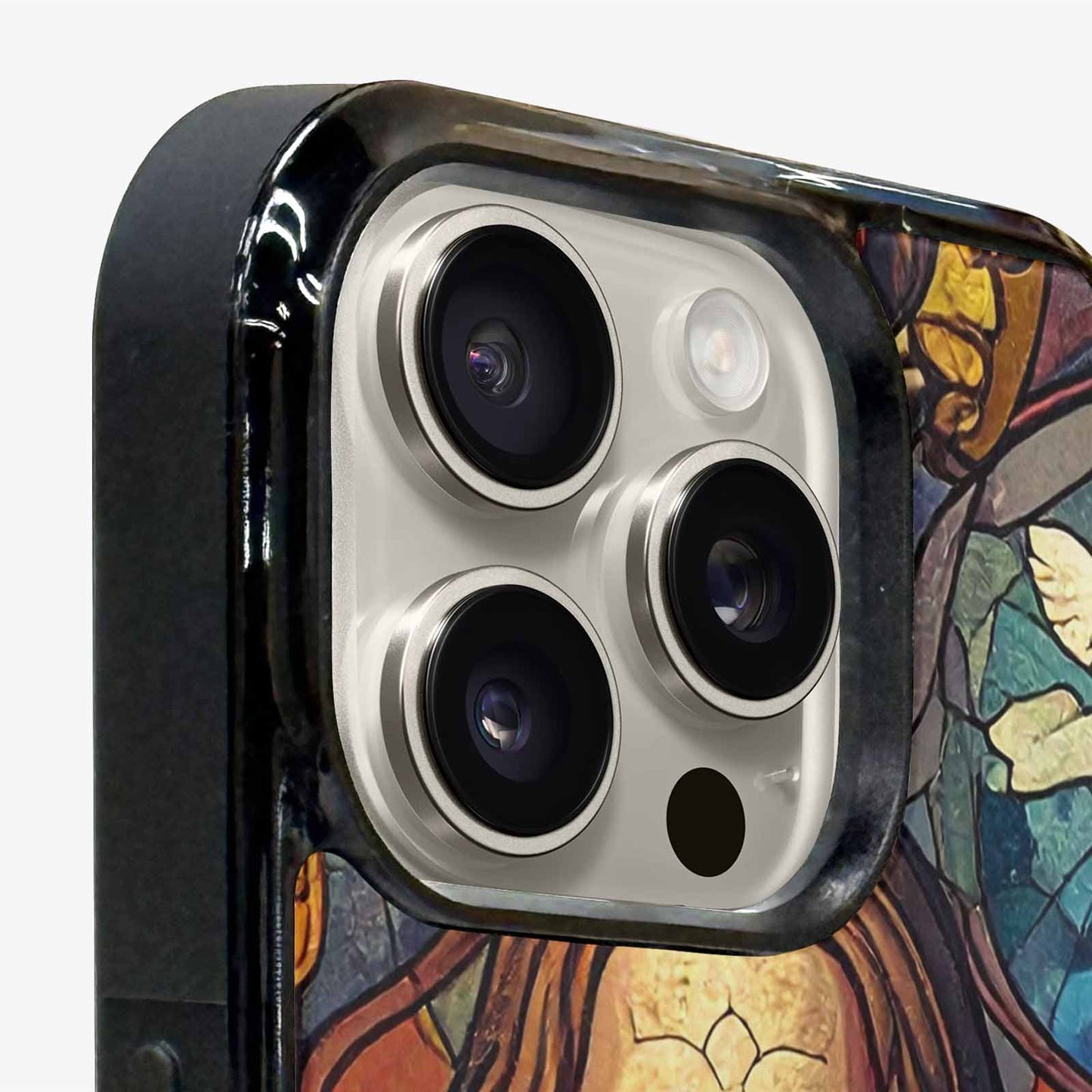 iPhone 15 Pro Max Case — Jesus Face Small Cross And Faith, Custom Print Case Cover