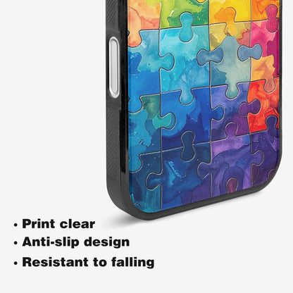 iPhone 16 Case — Autism Puzzle Pieces Puzzle Piece Pattern, Custom Print Case Cover