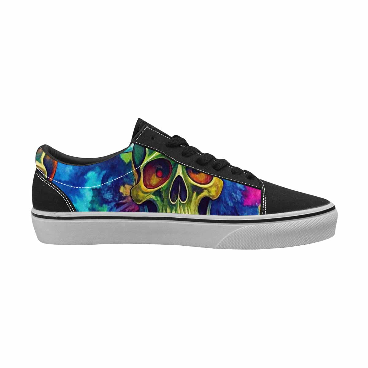 WOMEN'S Tie Dye Skulls Print Canvas Lace-Up Dark Academia Custom Shoes