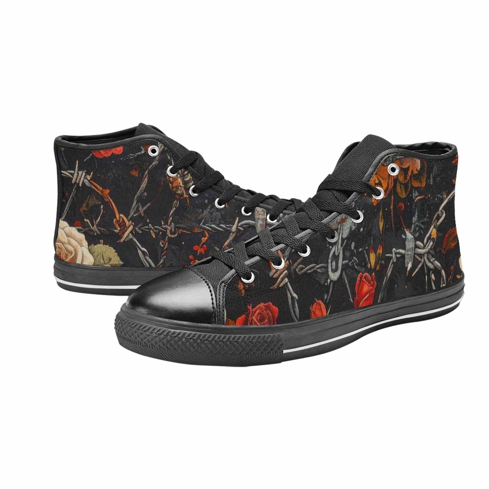 WOMEN'S Barbed Wire Chain High Top Canvas Grunge Sneakers