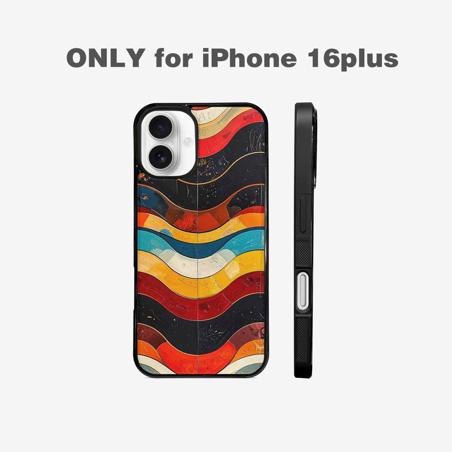 iPhone 16 Plus Case — Retro Wave Scallop Stripe Small Wavy, Custom Designed Case Cover