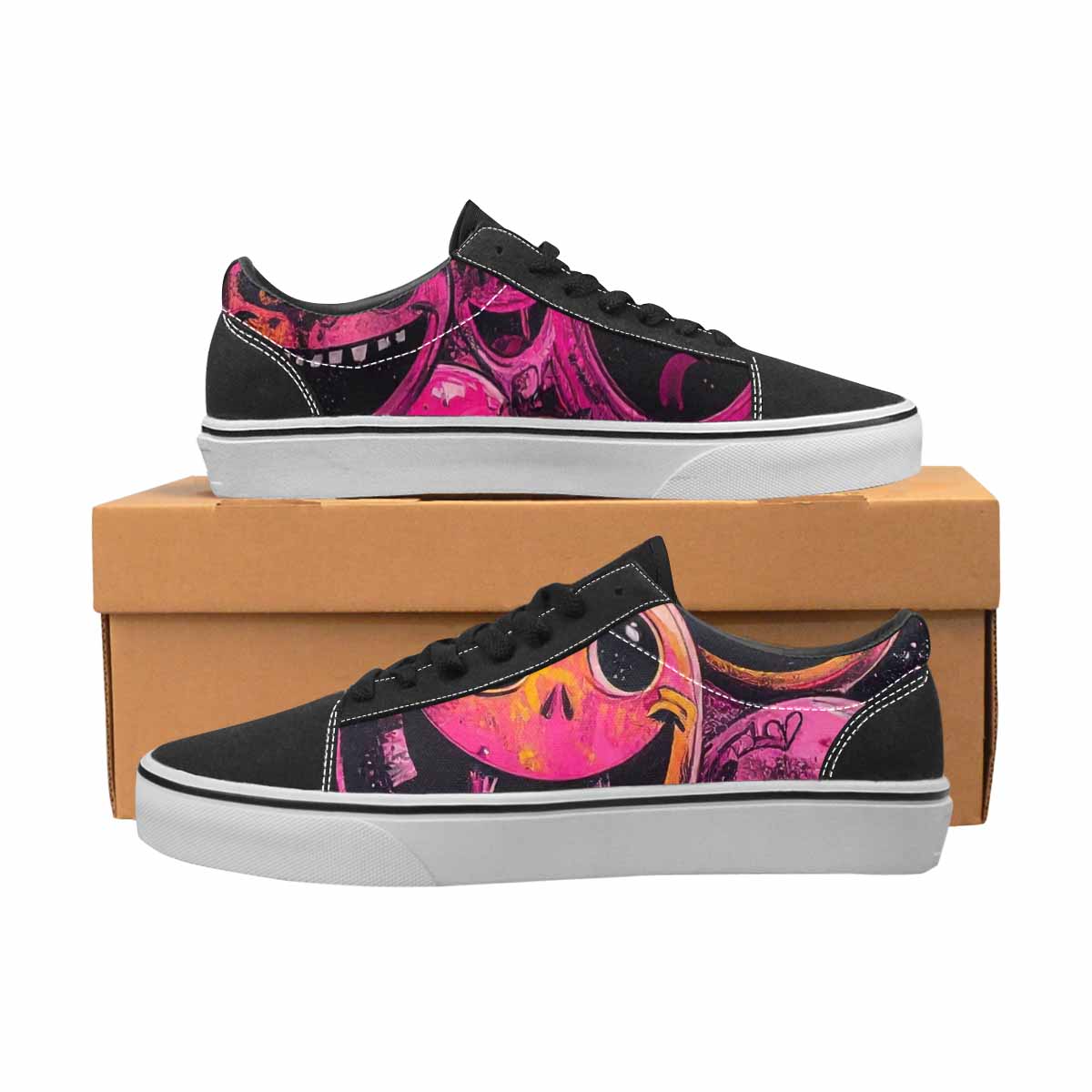 WOMEN'S Melting Moon Smiley Lace-Up Canvas Vibrant Chaos Sneakers